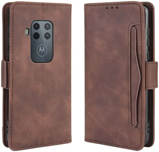 Motorola One Zoom Portemonnee Hoesje Met Kaarthouder Bruin afbeelding 1