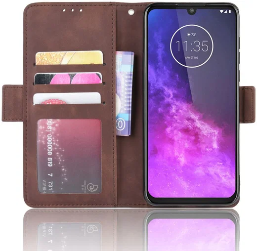 Motorola One Zoom Portemonnee Hoesje Met Kaarthouder Bruin afbeelding 6