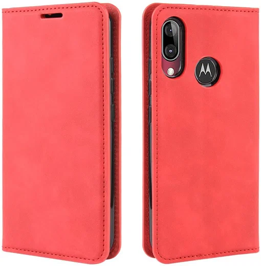 Motorola Moto E6s / E6 Plus Retro Wallet Hoesje Rood afbeelding 2