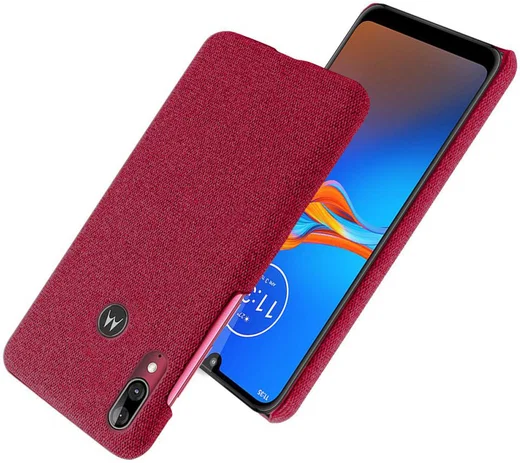 Motorola Moto E6s / E6 Plus Stof Hard Back Cover Rood afbeelding 2