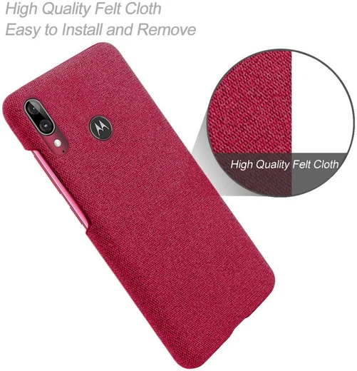 Motorola Moto E6s / E6 Plus Stof Hard Back Cover Rood afbeelding 4
