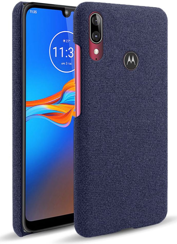 Motorola Moto E6s / E6 Plus Stof Hard Back Cover Blauw afbeelding 1