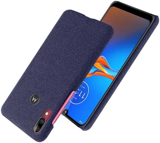 Motorola Moto E6s / E6 Plus Stof Hard Back Cover Blauw afbeelding 2