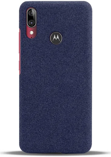 Motorola Moto E6s / E6 Plus Stof Hard Back Cover Blauw afbeelding 3