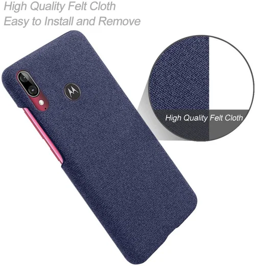 Motorola Moto E6s / E6 Plus Stof Hard Back Cover Blauw afbeelding 4