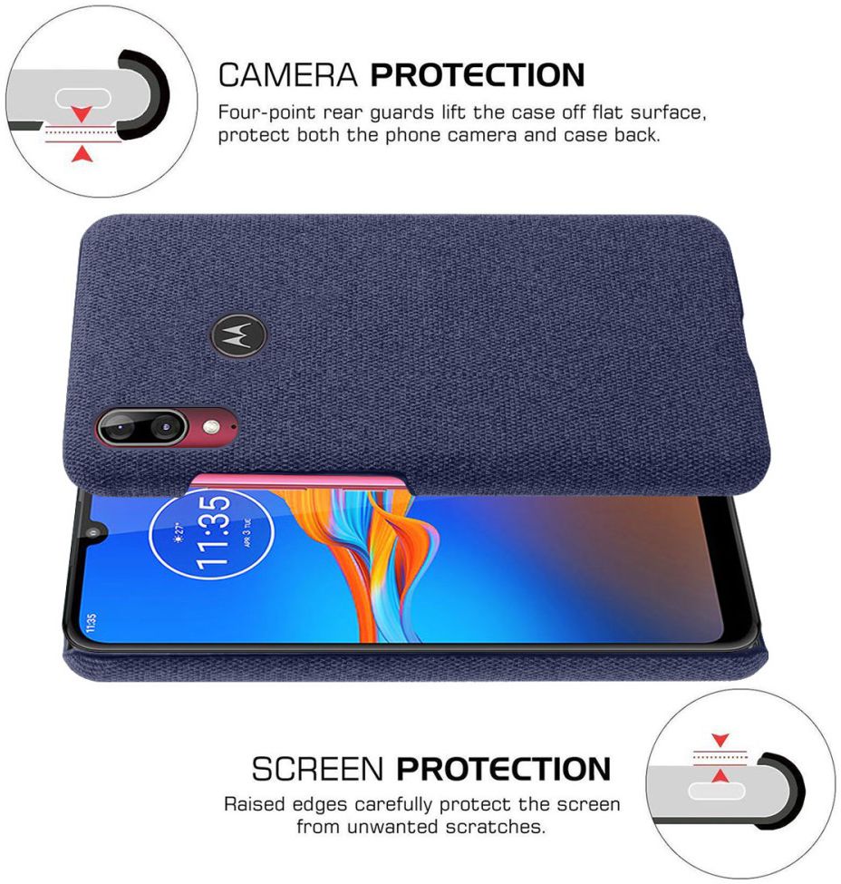 Motorola Moto E6s / E6 Plus Stof Hard Back Cover Blauw afbeelding 5