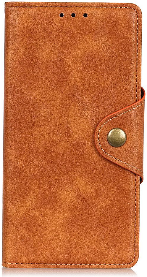 Motorola Moto E6 Play Vintage Portemonnee Hoesje Drukknoop Bruin afbeelding 1