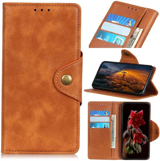 Motorola Moto E6 Play Vintage Portemonnee Hoesje Drukknoop Bruin afbeelding 12