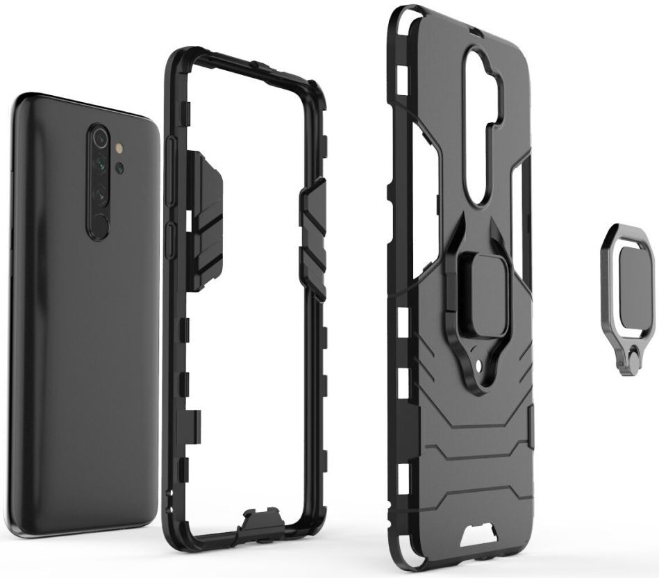 Xiaomi Redmi Note 8 Pro Hybride Hoesje met Kickstand Ring Zwart afbeelding 2