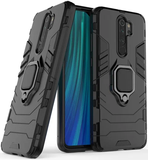 Xiaomi Redmi Note 8 Pro Hybride Hoesje met Kickstand Ring Zwart afbeelding 3