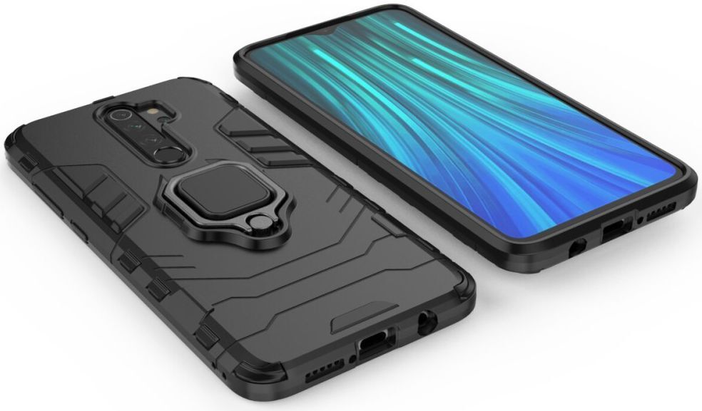 Xiaomi Redmi Note 8 Pro Hybride Hoesje met Kickstand Ring Zwart afbeelding 6