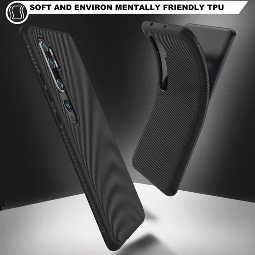 Xiaomi Mi Note 10 (Pro) Twill Texture TPU Hoesje Zwart afbeelding 3
