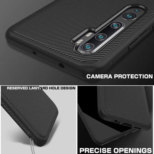 Xiaomi Mi Note 10 (Pro) Twill Texture TPU Hoesje Zwart afbeelding 4