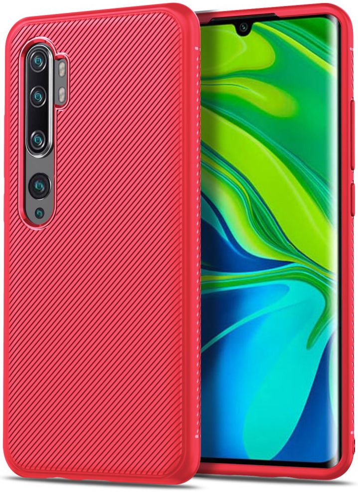 Xiaomi Mi Note 10 (Pro) Twill Texture TPU Hoesje Rood afbeelding 1