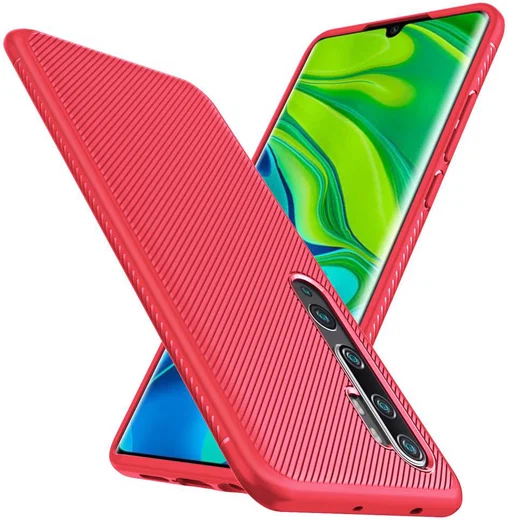 Xiaomi Mi Note 10 (Pro) Twill Texture TPU Hoesje Rood afbeelding 2