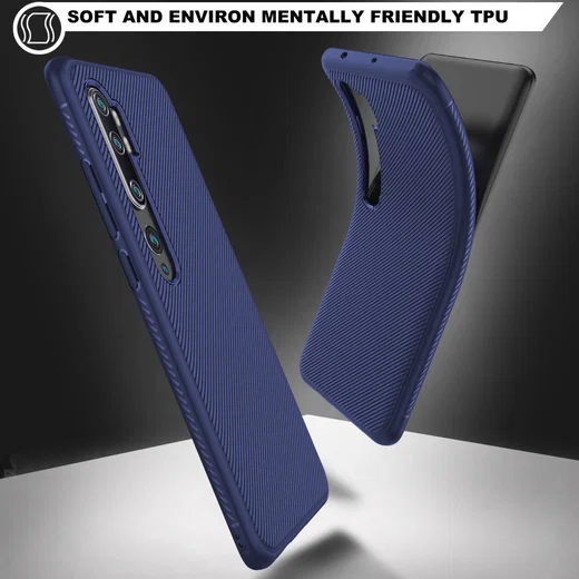 Xiaomi Mi Note 10 (Pro) Twill Texture TPU Hoesje Blauw afbeelding 3