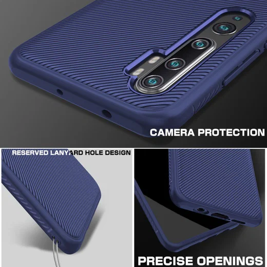 Xiaomi Mi Note 10 (Pro) Twill Texture TPU Hoesje Blauw afbeelding 4