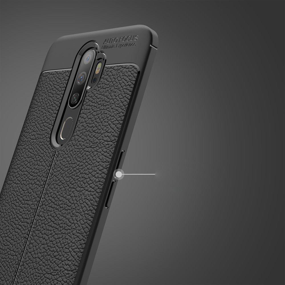 Oppo A9 (2020) / A5 (2020) Hoesje met Leren Textuur Zwart afbeelding 14