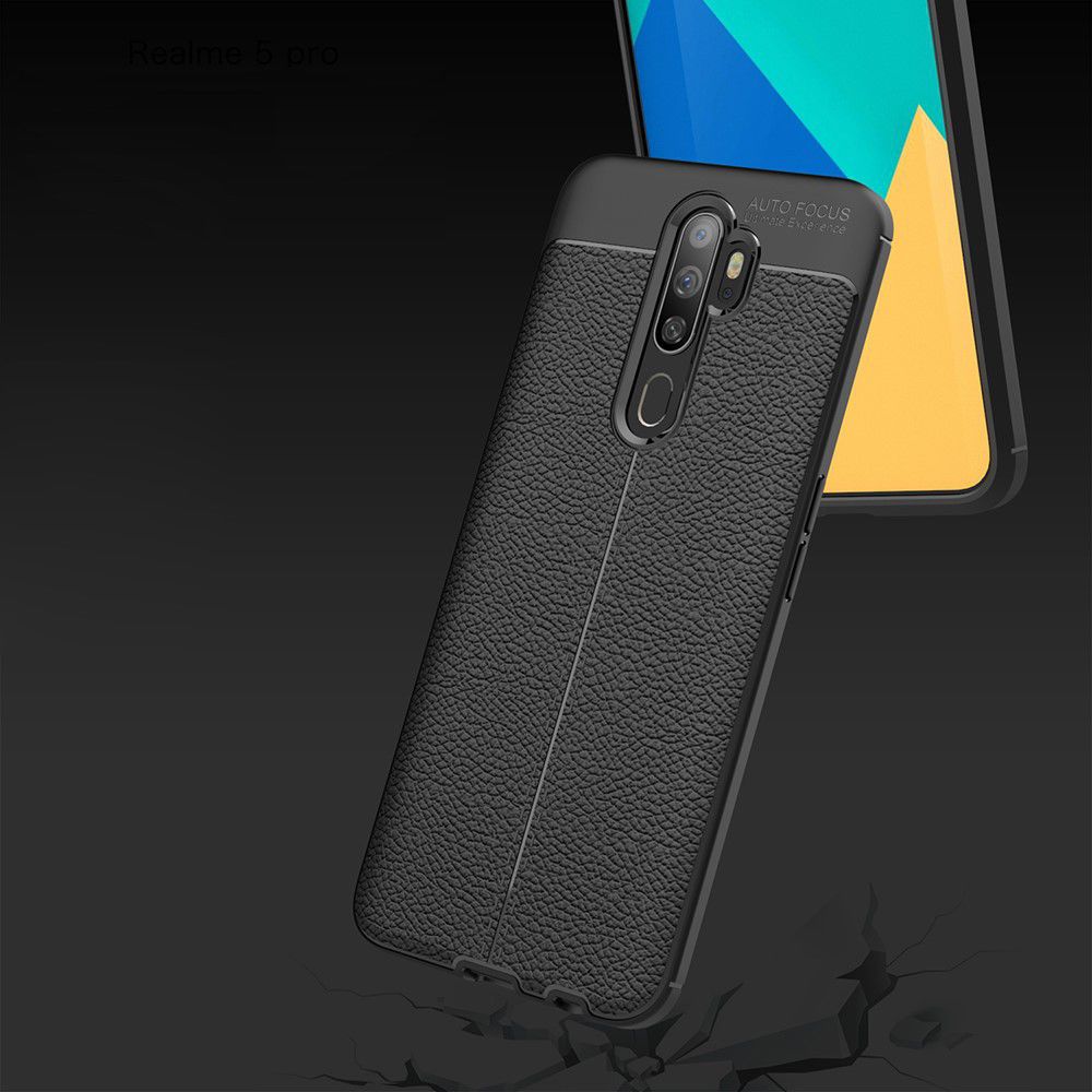 Oppo A9 (2020) / A5 (2020) Hoesje met Leren Textuur Zwart afbeelding 17