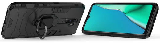 Oppo A5 / A9 (2020) Hybride Hoesje met Kickstand Ring Zwart afbeelding 3