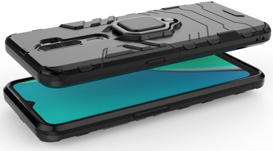 Oppo A5 / A9 (2020) Hybride Hoesje met Kickstand Ring Zwart afbeelding 5