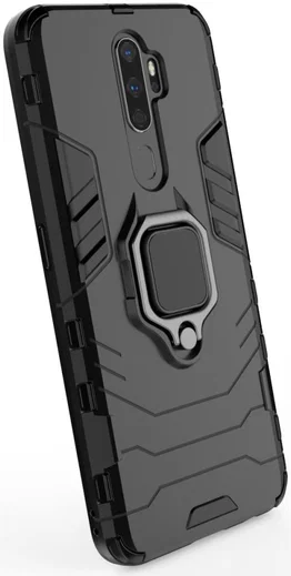 Oppo A5 / A9 (2020) Hybride Hoesje met Kickstand Ring Zwart afbeelding 6