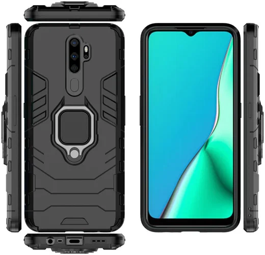 Oppo A5 / A9 (2020) Hybride Hoesje met Kickstand Ring Zwart afbeelding 7