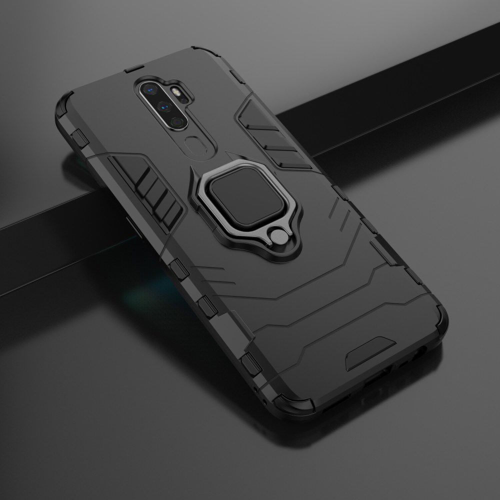 Oppo A5 / A9 (2020) Hybride Hoesje met Kickstand Ring Zwart afbeelding 8