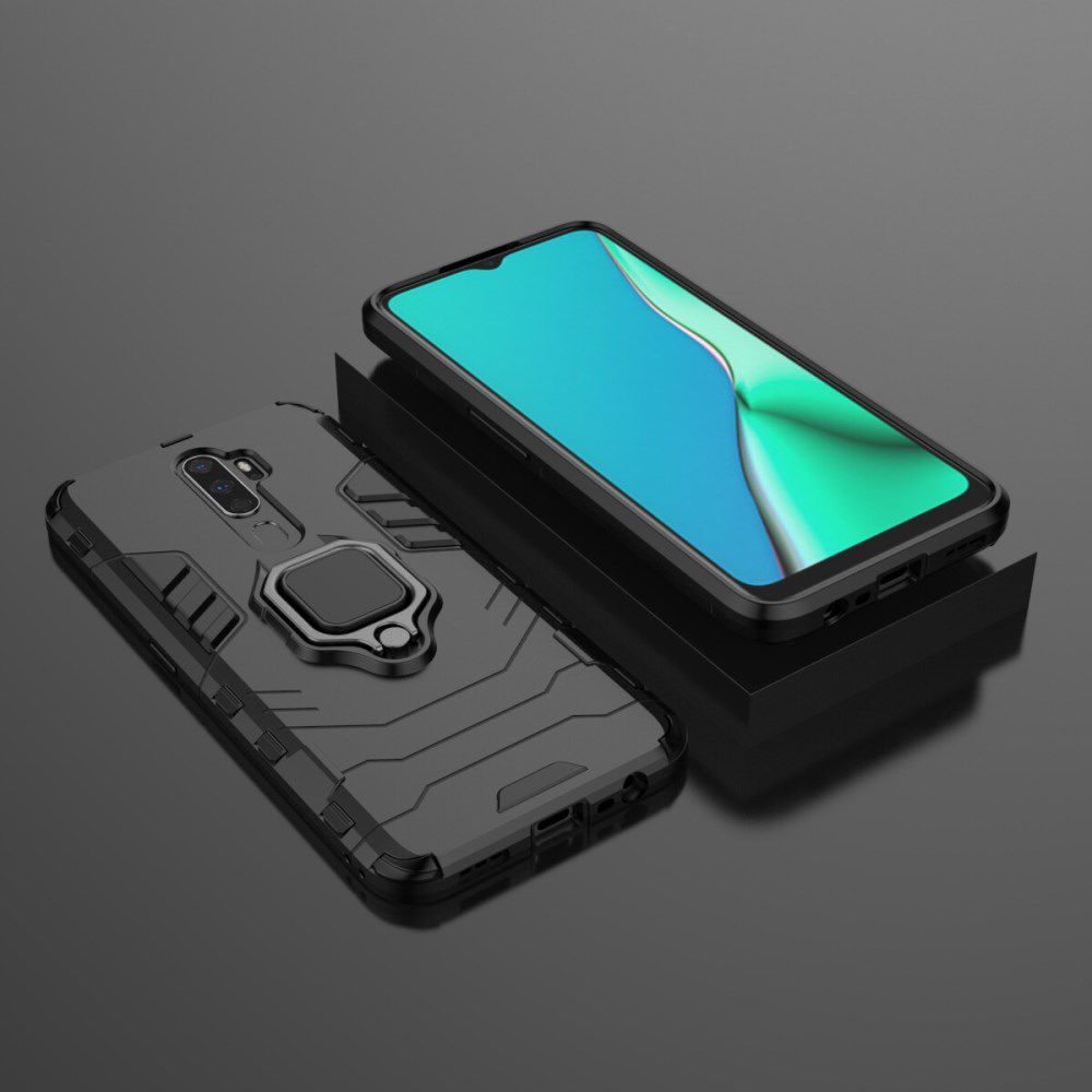 Oppo A5 / A9 (2020) Hybride Hoesje met Kickstand Ring Zwart afbeelding 9