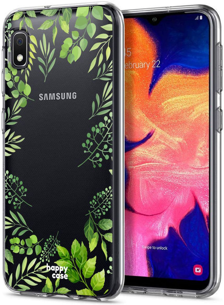 HappyCase Samsung Galaxy A10 Flexibel TPU Hoesje Leaves Print afbeelding 2