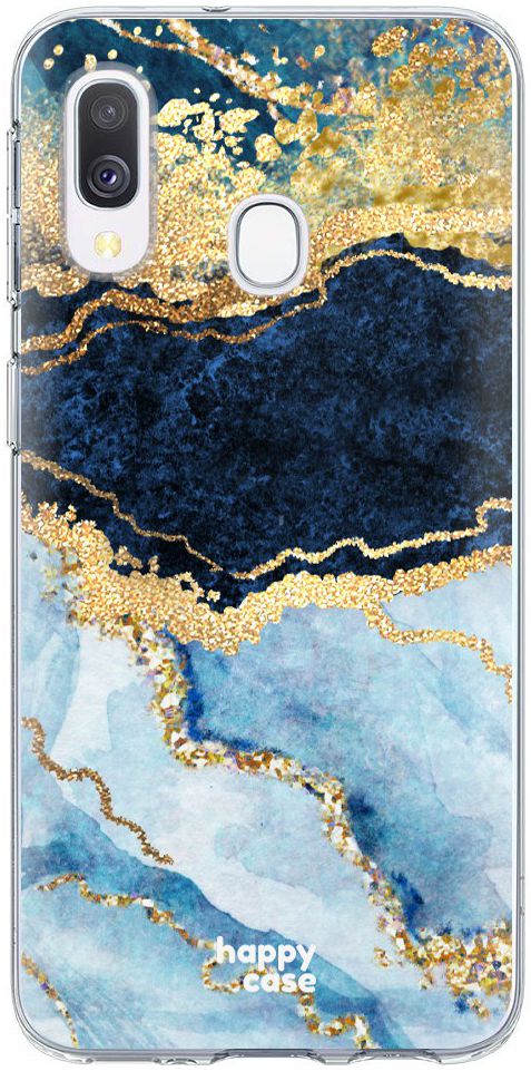 HappyCase Samsung Galaxy A20E Flexibel TPU Hoesje Blauw Marmer Print afbeelding 1