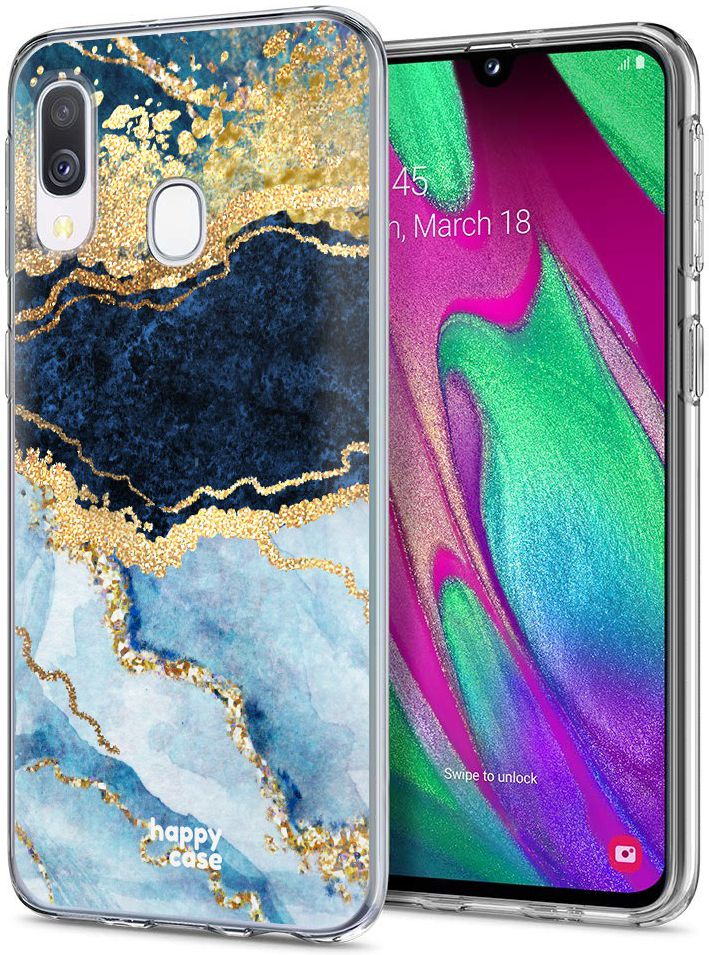 HappyCase Samsung Galaxy A20E Flexibel TPU Hoesje Blauw Marmer Print afbeelding 2