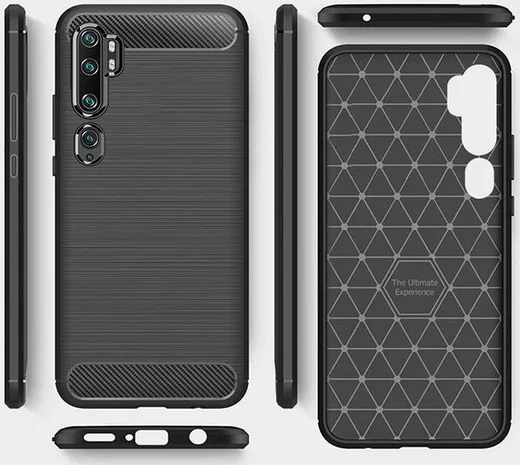 Xiaomi Mi Note 10 / Mi Note 10 Pro Hoesje Geborsteld en Dun TPU Zwart afbeelding 7