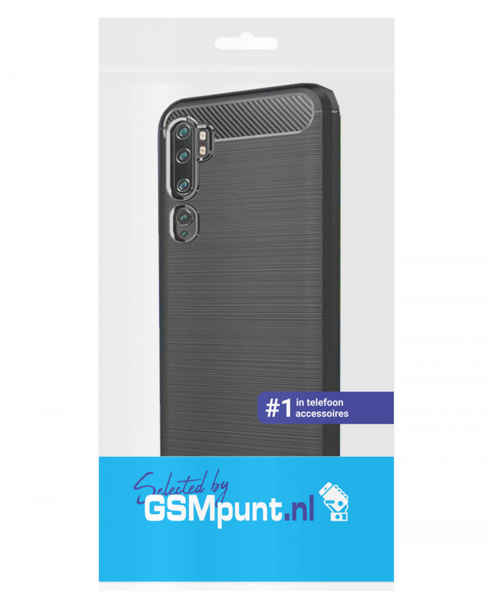 Xiaomi Mi Note 10 / Mi Note 10 Pro Hoesje Geborsteld en Dun TPU Zwart afbeelding 2