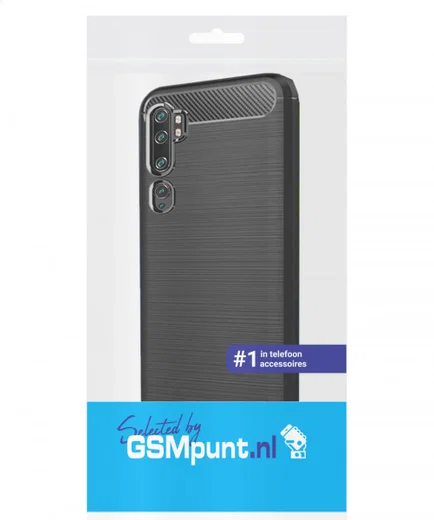 Xiaomi Mi Note 10 / Mi Note 10 Pro Hoesje Geborsteld en Dun TPU Zwart afbeelding 2