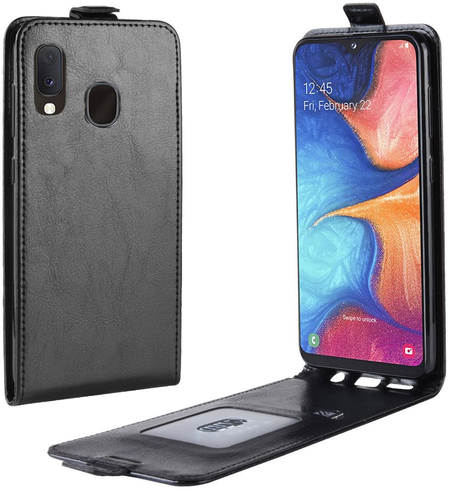 Samsung Galaxy A20E Flip Hoesje Verticaal Zwart afbeelding 1