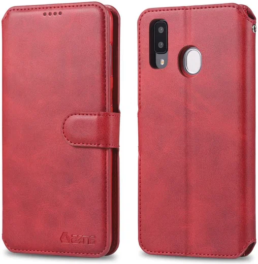 AZNS Samsung Galaxy A20e Portemonnee Stand Hoesje Rood afbeelding 2