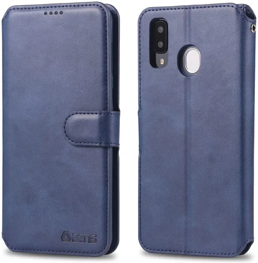 AZNS Samsung Galaxy A20e Portemonnee Stand Hoesje Blauw afbeelding 3