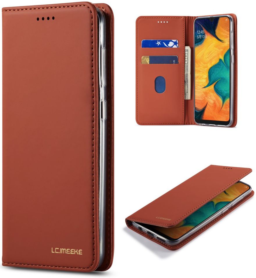 Samsung Galaxy A20e Portemonnee Stand Bookcase Hoesje Kunstleer Bruin afbeelding 6