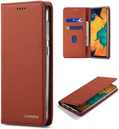 Samsung Galaxy A20e Portemonnee Stand Bookcase Hoesje Kunstleer Bruin afbeelding 6