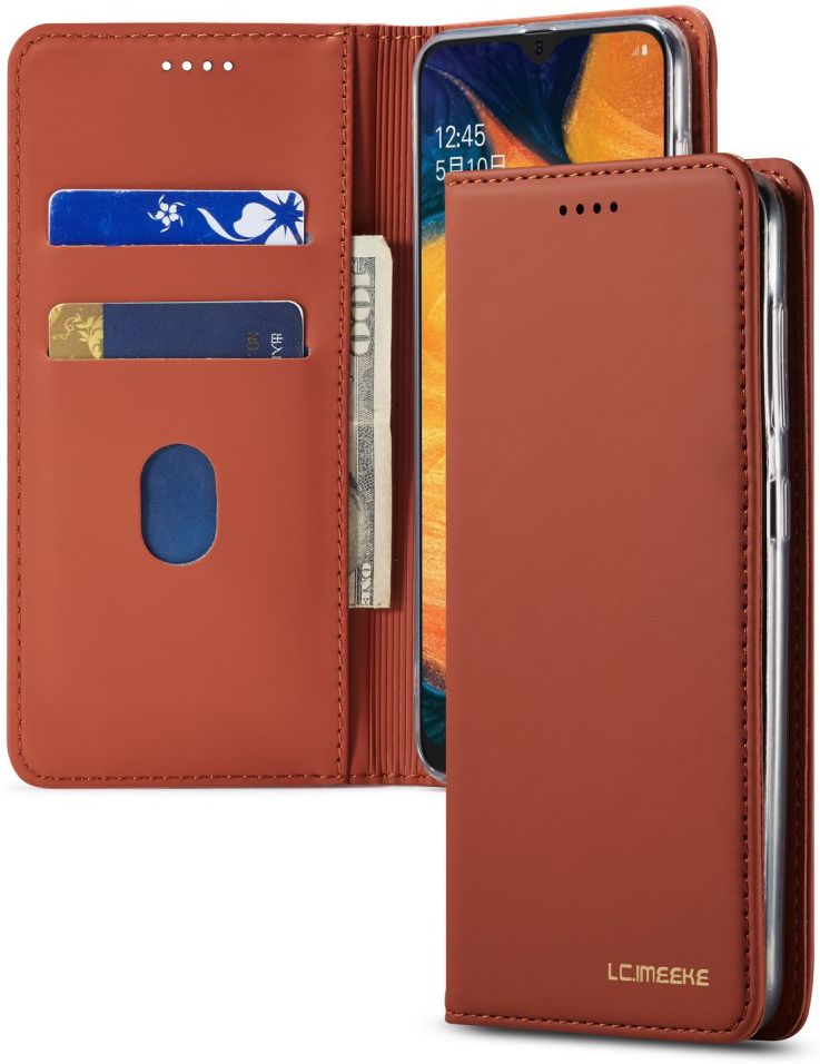 Samsung Galaxy A20e Portemonnee Stand Bookcase Hoesje Kunstleer Bruin afbeelding 8