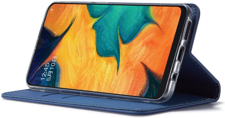 Samsung Galaxy A20e Portemonnee Stand Bookcase Hoesje Kunstleer Blauw afbeelding 3