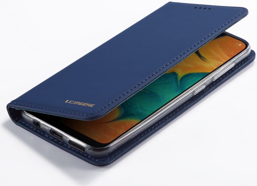 Samsung Galaxy A20e Portemonnee Stand Bookcase Hoesje Kunstleer Blauw afbeelding 1