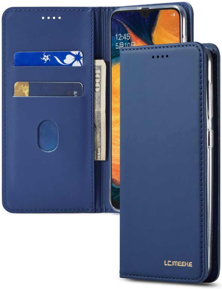 Samsung Galaxy A20e Portemonnee Stand Bookcase Hoesje Kunstleer Blauw afbeelding 7