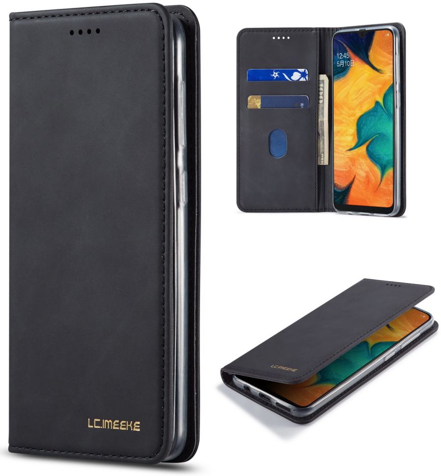 Samsung Galaxy A20e Portemonnee Stand Bookcase Hoesje Kunstleer Zwart afbeelding 6