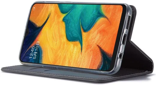 Samsung Galaxy A20e Portemonnee Stand Bookcase Hoesje Kunstleer Zwart afbeelding 3
