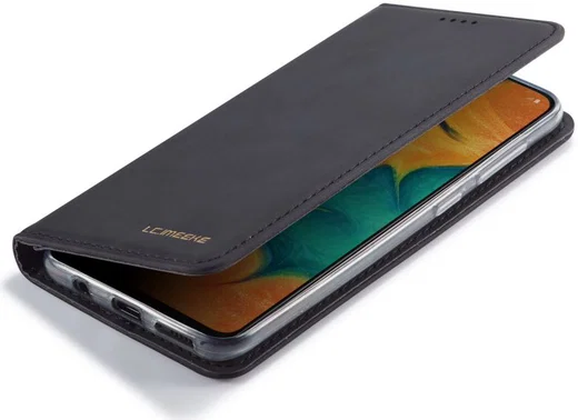 Samsung Galaxy A20e Portemonnee Stand Bookcase Hoesje Kunstleer Zwart afbeelding 1