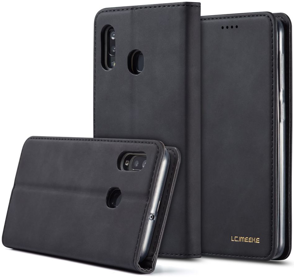 Samsung Galaxy A20e Portemonnee Stand Bookcase Hoesje Kunstleer Zwart afbeelding 7