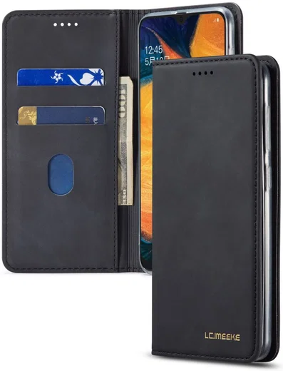 Samsung Galaxy A20e Portemonnee Stand Bookcase Hoesje Kunstleer Zwart afbeelding 8
