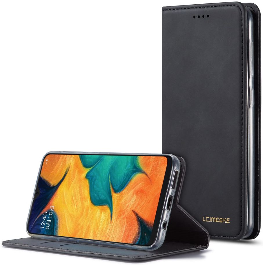 Samsung Galaxy A20e Portemonnee Stand Bookcase Hoesje Kunstleer Zwart afbeelding 9